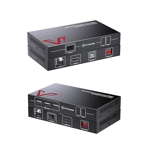 AV Access 4K HDMI Fiber KVM Extender Over IP, Zero Latency, 3xUSB 2.0 Ports by ACTIONSGLOBALUSINC
