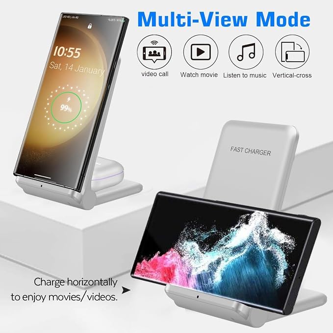 2 in 1 Wireless Charger, Foldable 20W Fast Wireless Charging Stand Compatible - Image 3