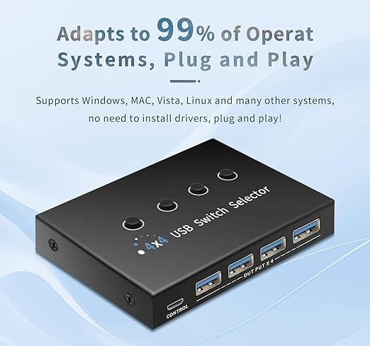 USB 3.0 Switch 4 Computers 3 Computers Keyboard Mouse, 4 Port USB Switcher - Image 7