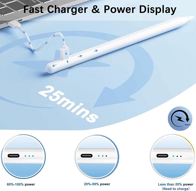 Stylus Pen for iPad, Tilt Sensitivity Palm Rejection Fast Charge Stylus Pencil - Image 4