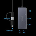 SD Card Reader, Aluminum 5in1 USB USB-C to SD Micro SD MS CF XD Card Reader - Image 7