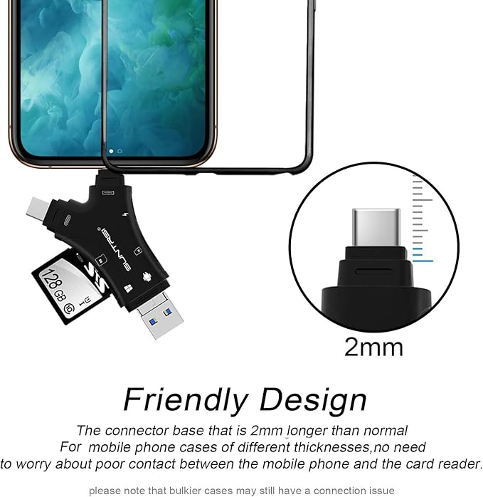 SD Card Reader for iPhone/ipad/Android/Mac/Computer/Camera, 4 in1 Micro SD Card - Image 6