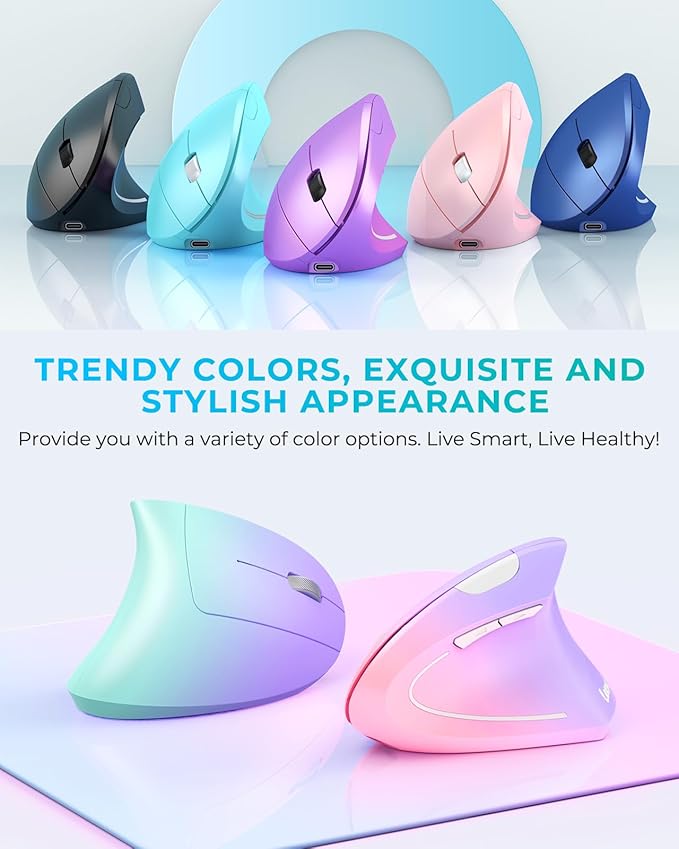 Lekvey Ergonomic Mouse, Vertical Wireless Mouse, Rechargeable 2.4G Optical - Image 2