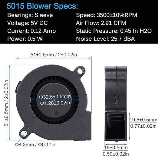GDSTIME 50mm USB Fan, 50mm x 15mm Blower 5V DC Brushless Cooling Fan - Image 2