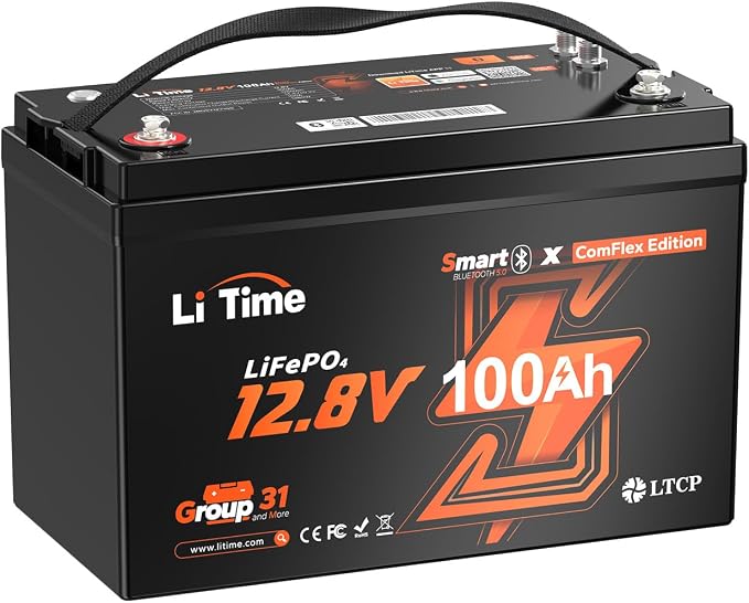 LiTime 12V 100Ah LiFePO4 Group 31 Battery, Compatible by LiTime