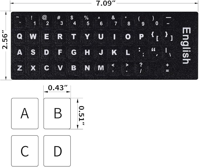 2PCS English Keyboard Letters Replacement Stickers, Large Print Bold White Font - Image 6