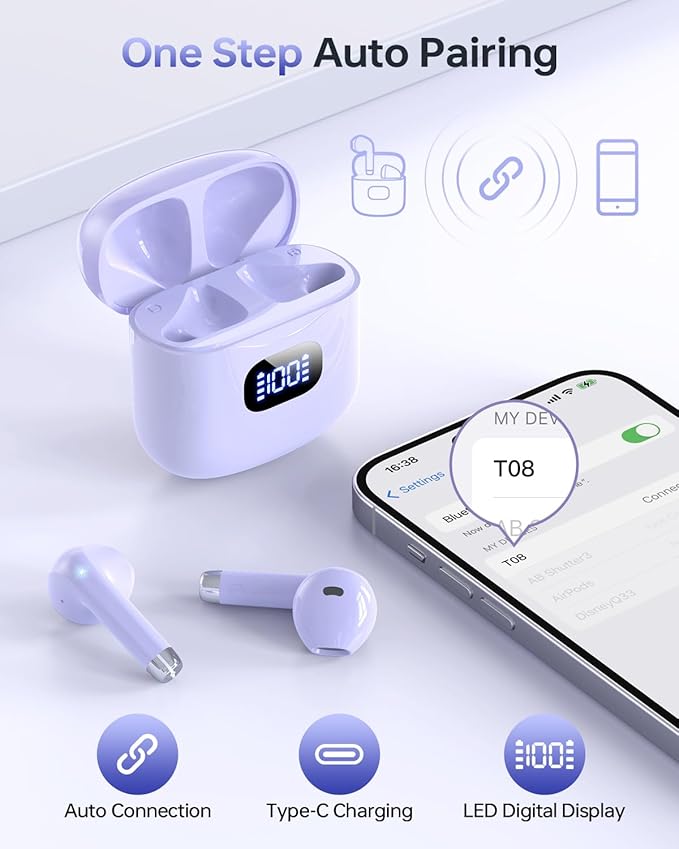 KTGEE Wireless Earbuds Bluetooth 5.3 Headphones, 40Hrs Playback Stereo Ear Buds - Image 2