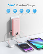 Charmast Portable Charger with Built-in Cables and Wall Plug, 20000mAh 20W USB - Image 2