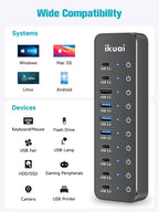 Powered USB Hub, ikuai 10-Port USB 3.2 / USB C Hub, - Image 6