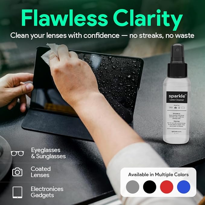 Sparkle Anti-Reflective Lens Cleaner Spray kit | 2oz Glasses Cleaner Spray + - Image 3