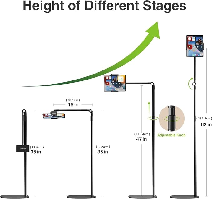 elitehood iPad Stand Floor, Height Adjustable Tablet Floor Stand - Image 5
