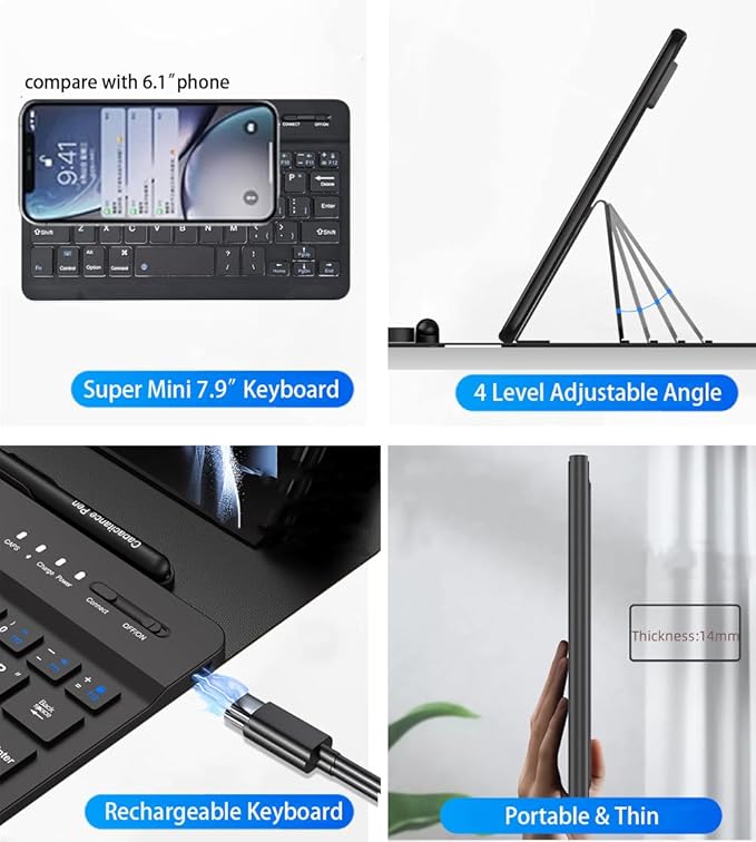 for Samsung Galaxy Z Fold 7 6 5 Keyboard and Mouse, Portable Mini 7.9 inch - Image 3