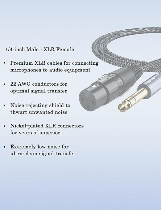DUKABEL 1/4" TRS to XLR Adapter, Microphone Cable, 8FT/2.4Meters Balanced - Image 6