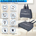HDMI KVM Switch 1 Monitor 2 Computers, 4K@60Hz KVM Switcher - Image 8