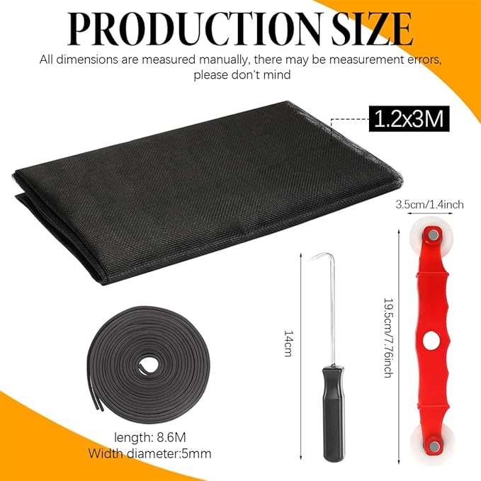 Window Screens Replacement Kit 47"x118" Adjustable Screen Mesh Easy DIY Project - Image 2
