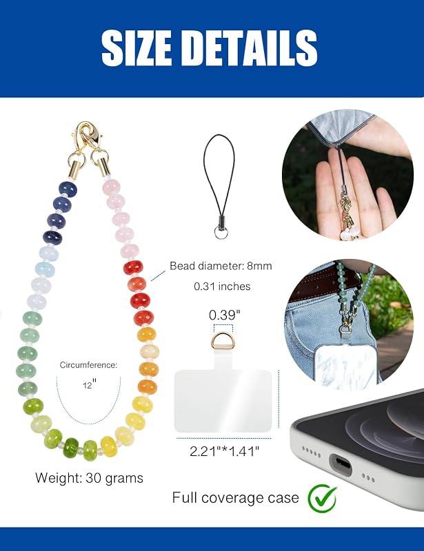 Handmade Natural Gemstone Crystal Beaded Charm Cell Phone Camera Lanyard - Image 5