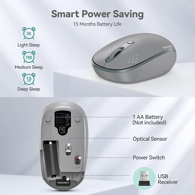 TECKNET Wireless Mouse, 2.4G Quiet Computer Mouse - Image 6