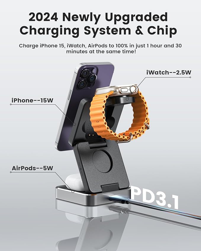 3-in-1 Wireless Charger for iPhone, 15W Fast Wireless Charging Station - Image 7