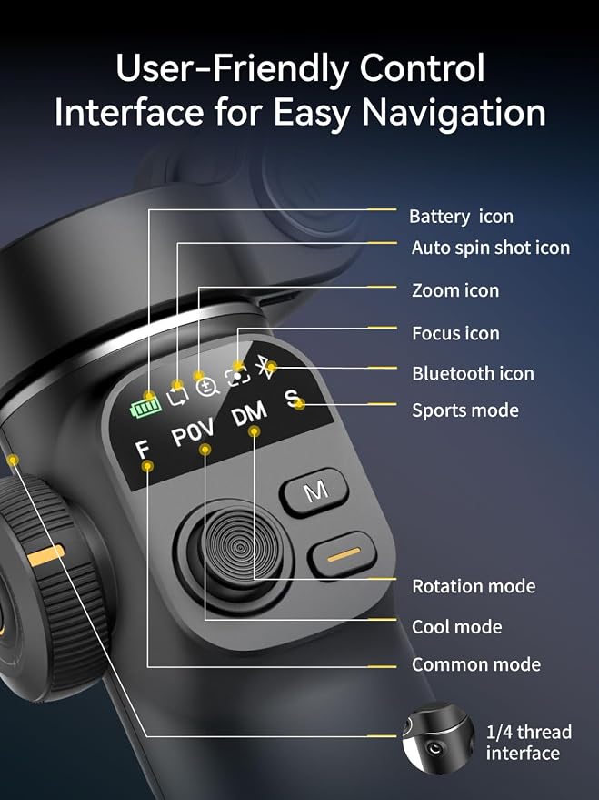 Gimbal Stabilizer for iPhone, Phone Gimbal w/RGB Magnetic Fill Light, Foldable - Image 8