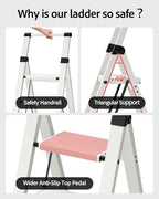 Taranta 4 Step Ladder, Lightweight Aluminum Step Stool - Image 3