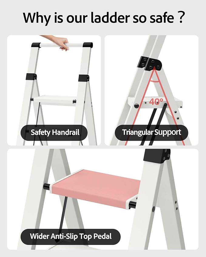 Taranta 4 Step Ladder, Lightweight Aluminum Step Stool - Image 3