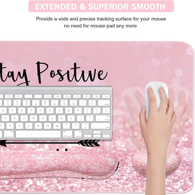 Keyboard Mouse Pad Set, Extended Mouse Pad+Keyboard Wrist Rest Support - Image 3