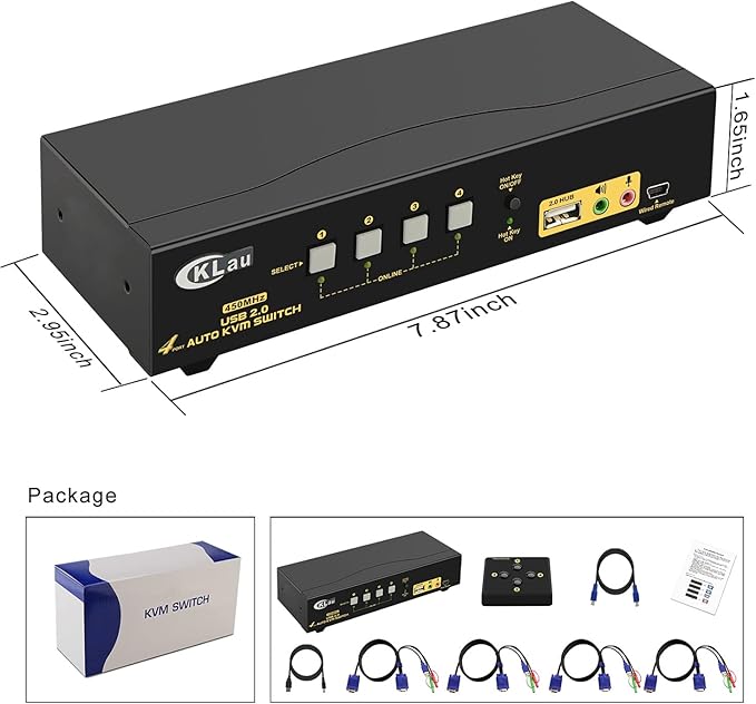 CKLau 4 Port 450MHz USB Auto VGA KVM Switch - Image 6