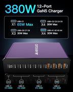 MEKIOJEO 12 Ports Aluminum Alloy 380W Charging Station Fast USB C Charger Block - Image 4