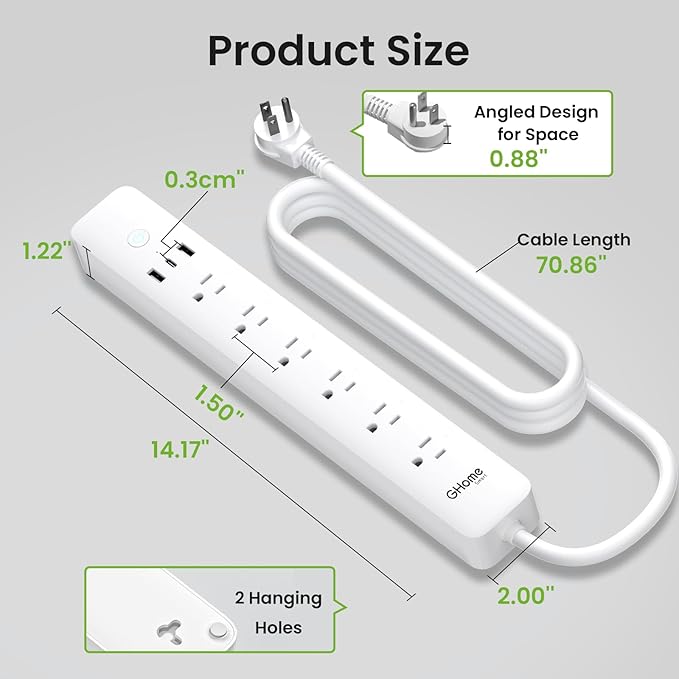GHome Smart Power Strip 15A, 2.4G WiFi Smart plugs that work - Image 8