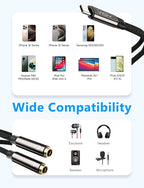2 Pack VIOY USB C to Dual 3.5mm Female Headphone Splitter, Type C to Headphone - Image 2