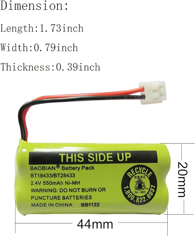 BT18433/BT28433 BT184342 BT284342 BT1011 BT-1011 Cordless Phone Battery CL80109 - Image 3