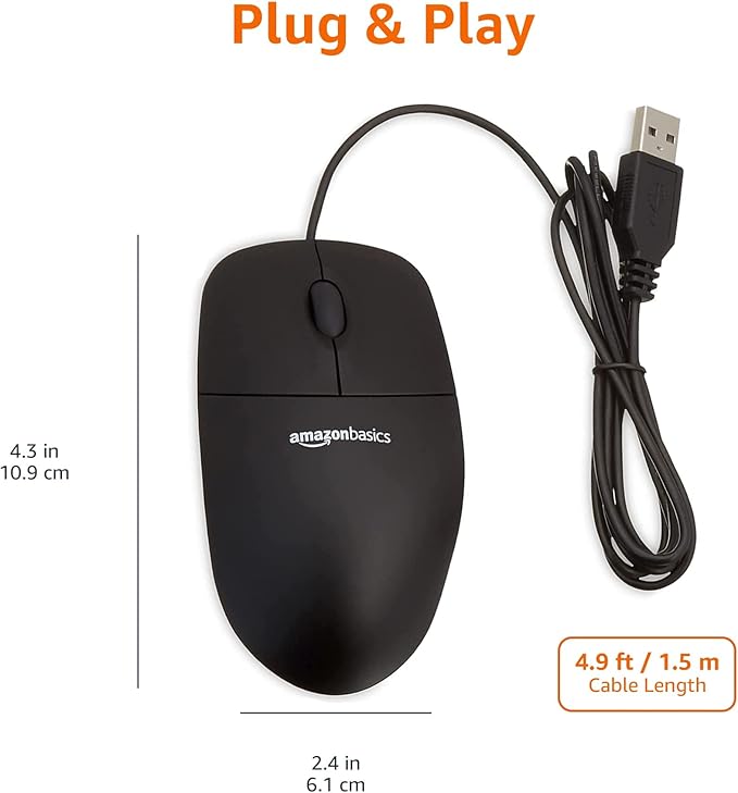 Amazon Basics 3-Button USB Wired Mouse - Image 5