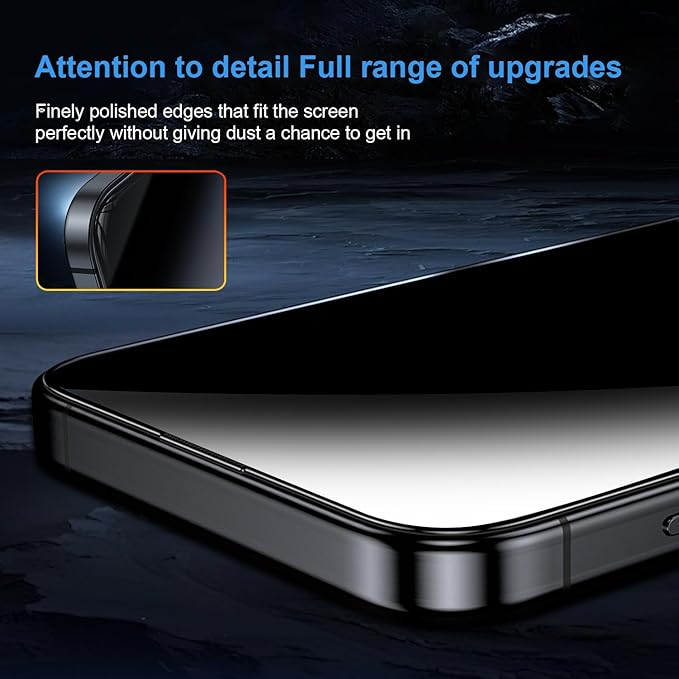 OneFish for iPhone 15/16 Privacy Screen Protector, 4-Way 360° Anti-Spy Tempered - Image 4