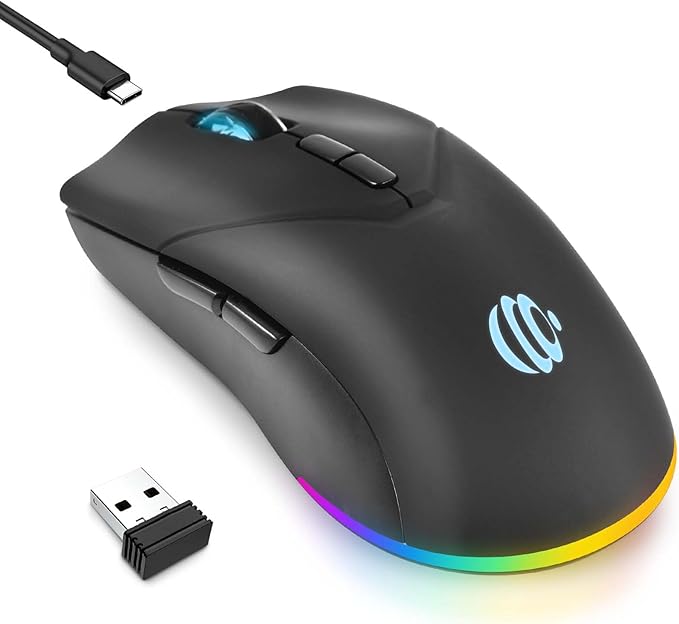 Wireless Bluetooth Mouse, 2.4G and Bluetooth 5.2 Ergonomic Rechargeable USB by mobiproduct