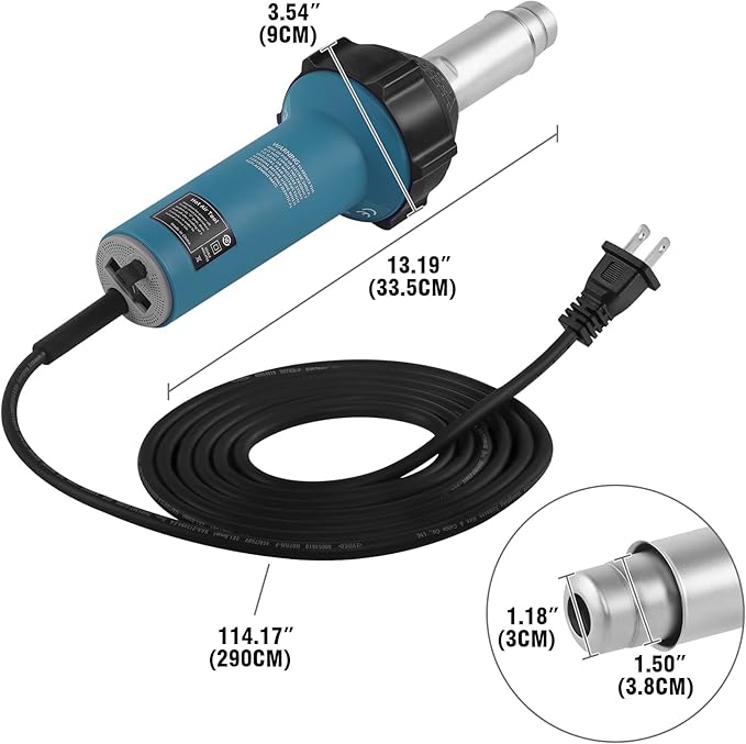 Iglobalbuy 110V 1600W Hot Air Plastic Welding Welder, Handheld Hot Air Vinyl - Image 8