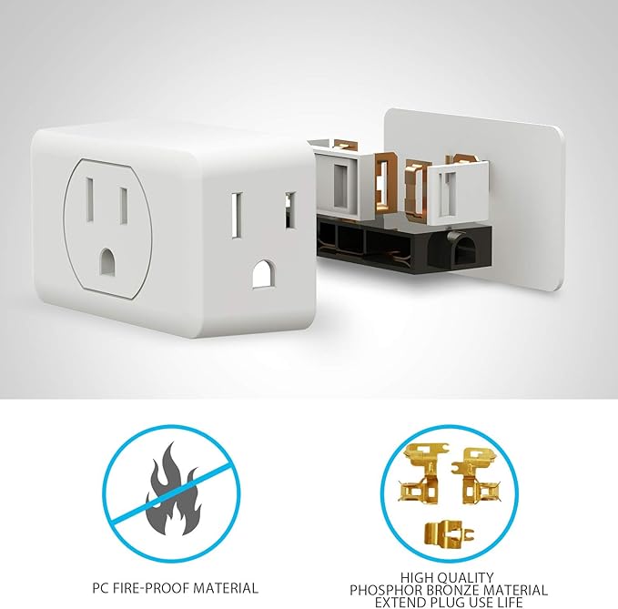 Multi Plug Outlet Extender, VINTAR 3 Outlet Adapter, Grounded Wall Tap Adapter - Image 7