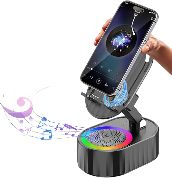 Wireless Induction Audio Bluetooth Speaker 5in1 Phone Holder Emergency by AKLLCCR