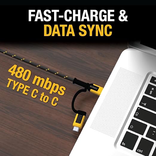 DEWALT Heavy Duty 4-in-1 Cable, Type C/Micro USB/USB Cable - Image 4