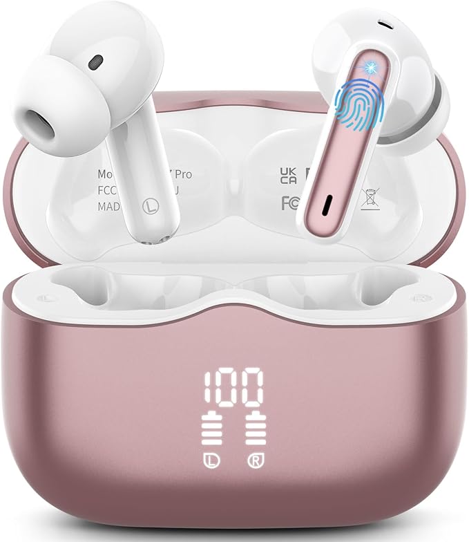 Wireless Earbuds, New Wireless Earphones HiFi Stereo Deep Bass 40H Playtime by XINWLD