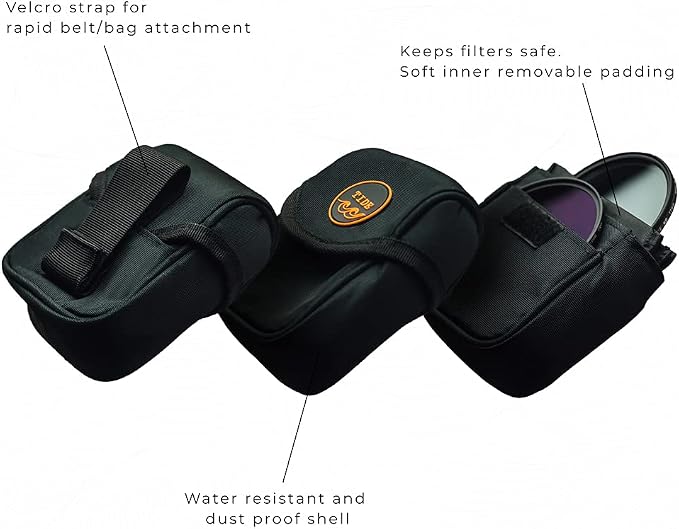 Tide Optics Filter Pouch | Holds 5 Filters Up to 86mm | Durable Protective Case - Image 3