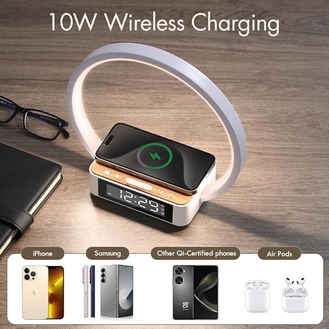 Wireless Charging Station with Alarm Clock, Bedside Lamp with Sunrise Wake-Up - Image 5