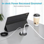 Jgstkcity Desktop Power Grommet, 2 inch, 1 AC Outlet and 2 USB Ports, 6.56ft - Image 3