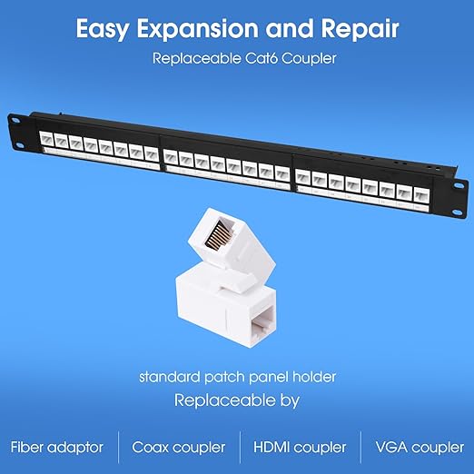 24 Port Keystone Patch Panel, 1U 19-inch RJ45 Network Patch Panel - Image 5