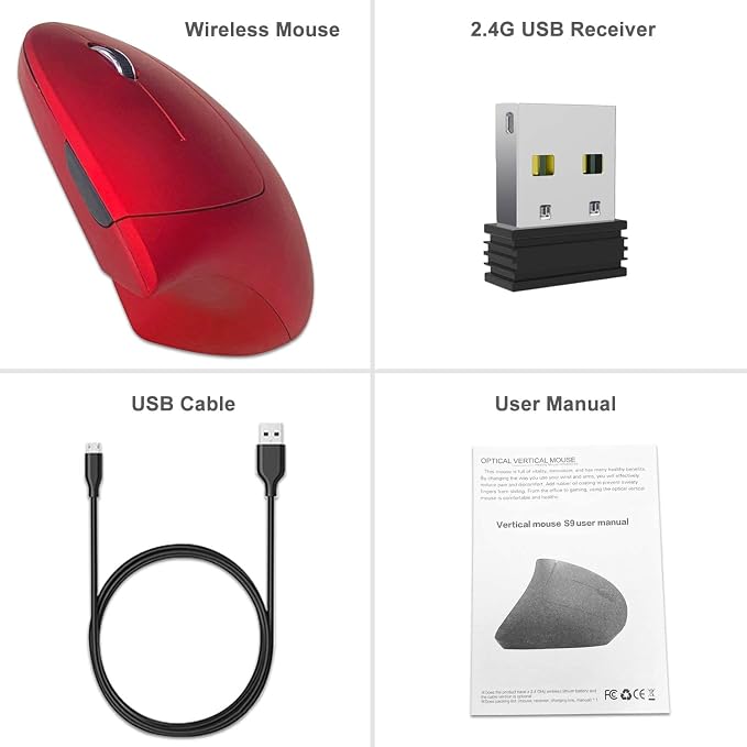 Vassink Ergonomic Rechargeable Wireless Mouse, 2.4Hz Rechargeable Wireless - Image 8