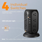 Black Surge Protector Power Strip - Image 3