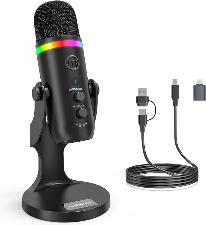 ZealSound Podcast Microphone for PC, USB Noise Cancelling Mic by zealsound