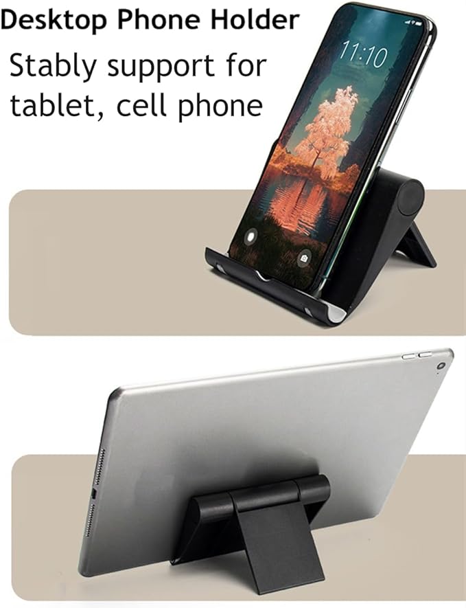 Cell Phone Stand for Desk Foldable Cell Phone Holder Desk Tablet Holder Mobile - Image 2