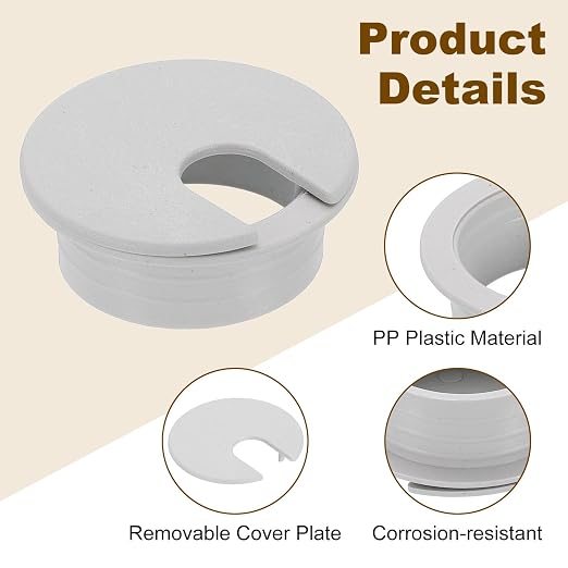 uxcell 6 Pcs 35mm Desk Grommet, Plastic Cable Hole Cover, Wire Cord Cable - Image 3