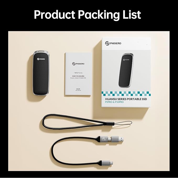 PHIXERO P10PRO External NVMe SSD 512GB, USB 3.2 Gen2, Includes 2-in-1 USB C - Image 9