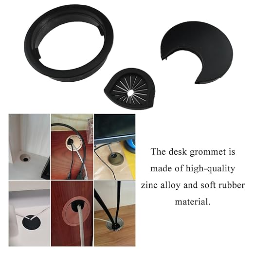 HAHIYO 2Pcs 2Inch/50mm Black Zinc Alloy Desk Grommet Wire Grommet Cable - Image 3